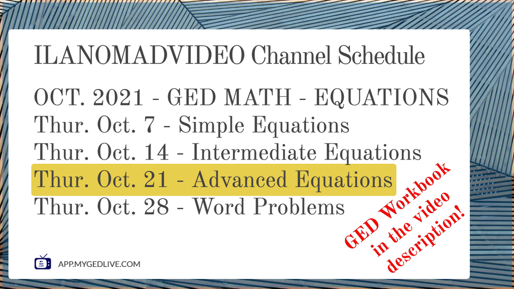 New Advanced Equations Video Premieres 10-21-21!
